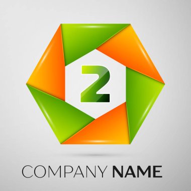 İki numaralı vektör logo sembol gri arka plan üzerinde renkli daire içinde. Tasarımınız için vektör şablonu