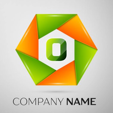 O harfi vektör logo sembol gri arka plan üzerinde renkli daire içinde. Tasarımınız için vektör şablonu