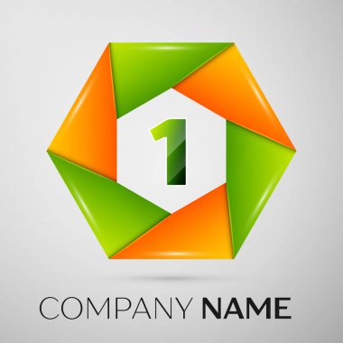 Bir numaralı vektör logo sembol gri arka plan üzerinde renkli daire içinde. Tasarımınız için vektör şablonu