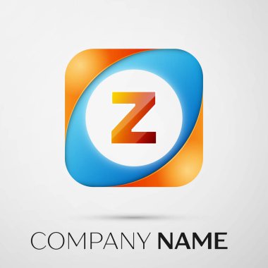 Z harfi vektör logo sembol gri arka plan üzerinde renkli meydanında. Tasarımınız için vektör şablonu
