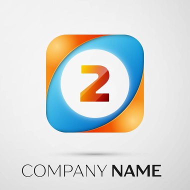 İki numaralı vektör logo sembol gri arka plan üzerinde renkli meydanında. Tasarımınız için vektör şablonu