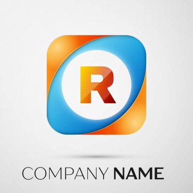 Harf R vektör logo sembol gri arka plan üzerinde renkli meydanında. Tasarımınız için vektör şablonu