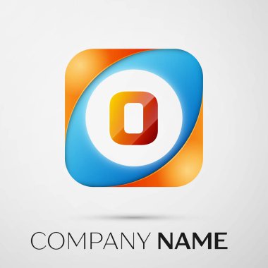 O harfi vektör logo sembol gri arka plan üzerinde renkli meydanında. Tasarımınız için vektör şablonu