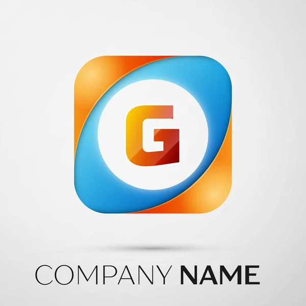 Символ векторного логотипа буквы G в красочном квадрате на сером фоне. Векторный шаблон для Вашего дизайна — стоковый вектор