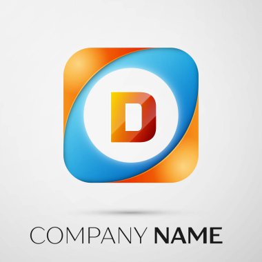 D harfi vektör logo sembol gri arka plan üzerinde renkli meydanında. Tasarımınız için vektör şablonu