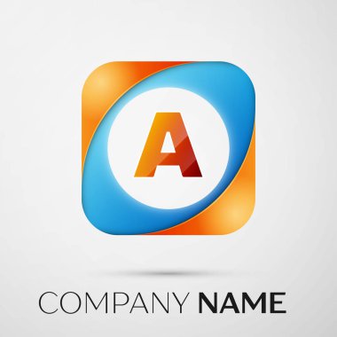 A harfi vektör logo sembol gri arka plan üzerinde renkli meydanında. Tasarımınız için vektör şablonu