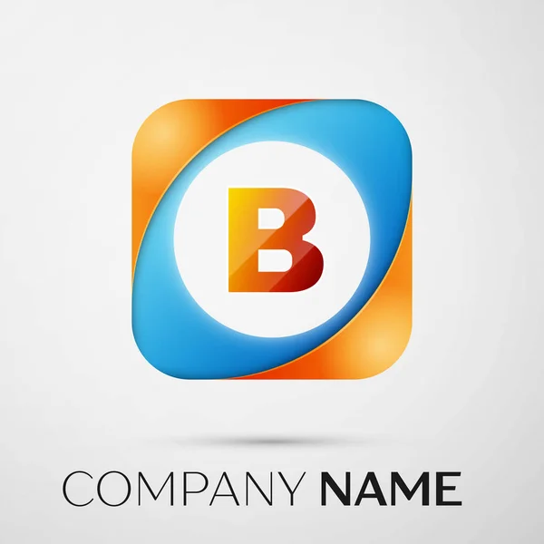Letra B símbolo do logotipo do vetor no quadrado colorido em fundo cinza. Modelo de vetor para o seu projeto —  Vetores de Stock
