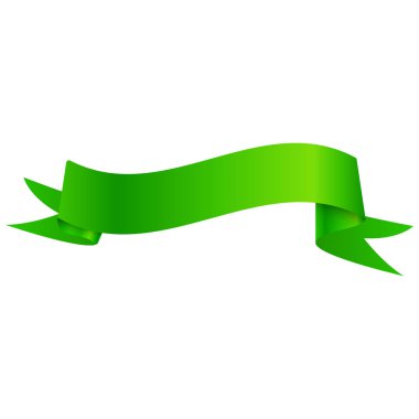 Beyaz arka plan üzerinde izole gerçekçi parlak yeşil şerit. Metin için yer ile. Vektör çizim