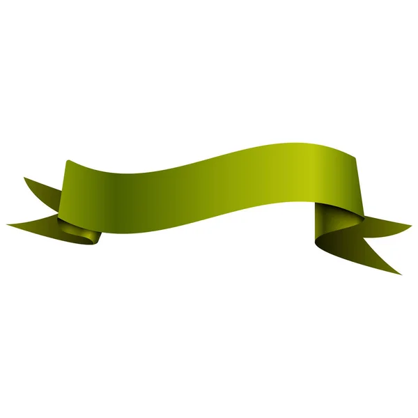 Ρεαλιστική λαμπερά κορδέλα πράσινο-κίτρινο απομονώνονται σε λευκό φόντο. Με χώρο για κείμενο. Εικονογράφηση διάνυσμα — Διανυσματικό Αρχείο
