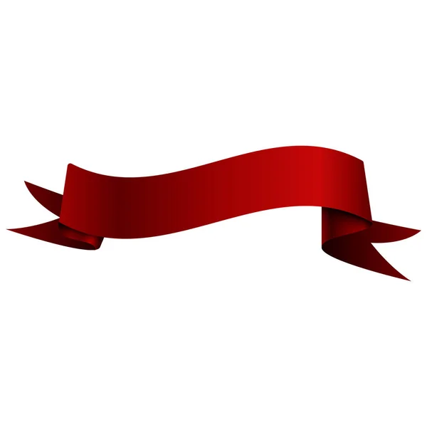 Ρεαλιστική λαμπερή κόκκινη κορδέλα απομονώνονται σε λευκό φόντο. Με χώρο για κείμενο. Εικονογράφηση διάνυσμα — Διανυσματικό Αρχείο
