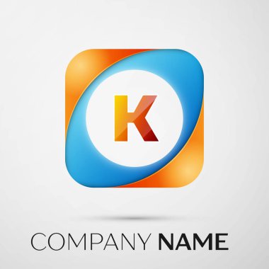 K harfi vektör logo sembol gri arka plan üzerinde renkli meydanında. Tasarımınız için vektör şablonu