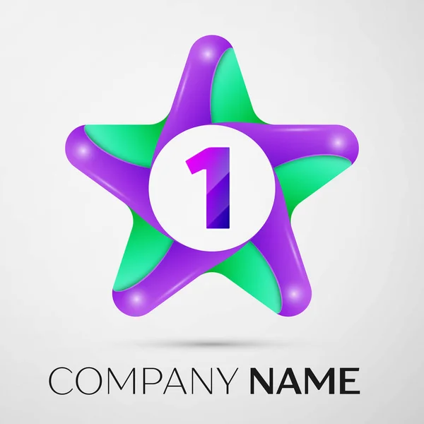 Number one vector logo symbol in the colorful star on grey background. Vector template for your design — Stock Vector