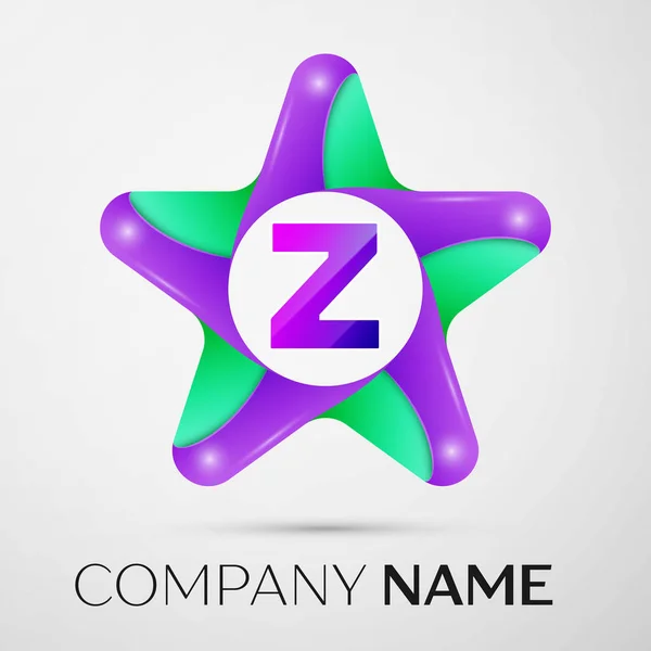Letra símbolo do logotipo do vetor Z na estrela colorida no fundo cinza. Modelo de vetor para o seu projeto — Vetor de Stock