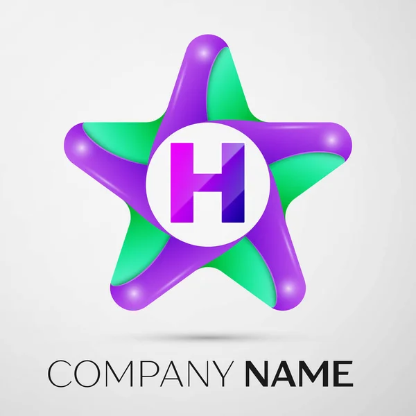 Letter H vector logo symbol in the colorful star on grey background. Vector template for your design — Stock Vector