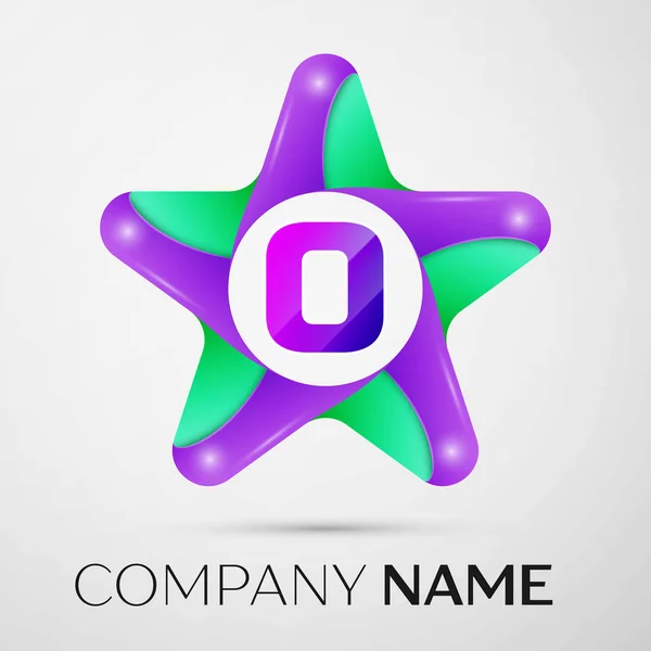 Letter O vector logo symbol in the colorful star on grey background. Vector template for your design — Stock Vector