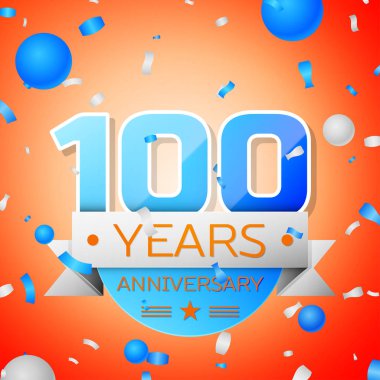 Yüz yıl yıldönümü kutlamaları turuncu zemin üzerine. Yıldönümü şerit