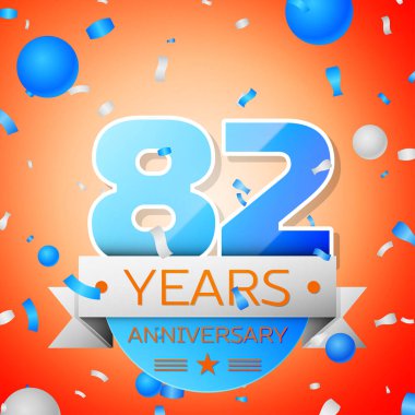 Seksen iki yıl yıldönümü kutlamaları turuncu zemin üzerine. Yıldönümü şerit