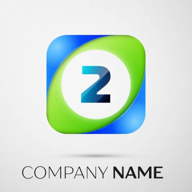 İki numaralı vektör logo sembol gri arka plan üzerinde renkli meydanında. Tasarımınız için vektör şablonu