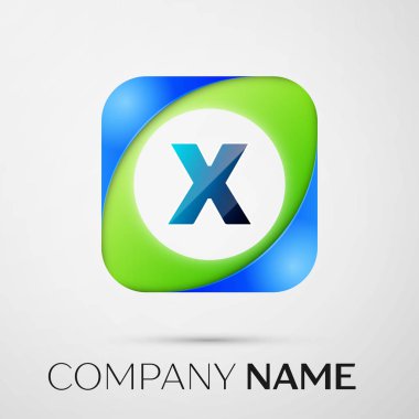 Mektup X vektör logosu simgesi gri arka plan üzerinde renkli meydanında. Tasarımınız için vektör şablonu