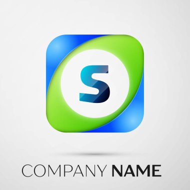 S harfi vektör logo sembol gri arka plan üzerinde renkli meydanında. Tasarımınız için vektör şablonu