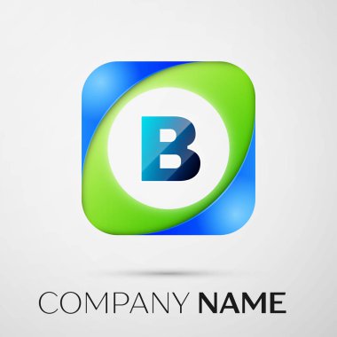 B harfi vektör logo sembol gri arka plan üzerinde renkli meydanında. Tasarımınız için vektör şablonu
