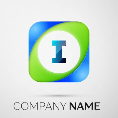 Gri arka plan üzerinde renkli kare logo simge vektör mektup. Tasarımınız için vektör şablonu