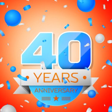 Turuncu zemin üzerine kırk yıl yıldönümü kutlamaları. Yıldönümü şerit