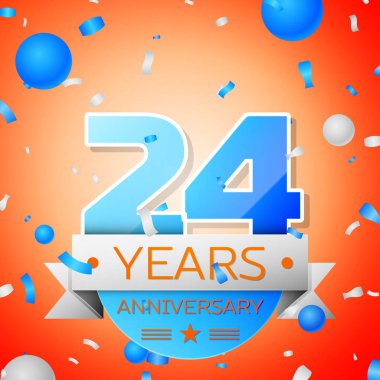 Yirmi dört yıl yıldönümü kutlamaları turuncu zemin üzerine. Yıldönümü şerit