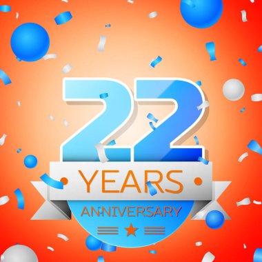Yirmi iki yıl yıldönümü kutlamaları turuncu zemin üzerine. Yıldönümü şerit