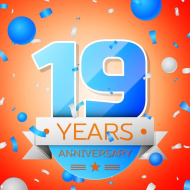 On dokuz yıl yıldönümü kutlamaları turuncu zemin üzerine. Yıldönümü şerit