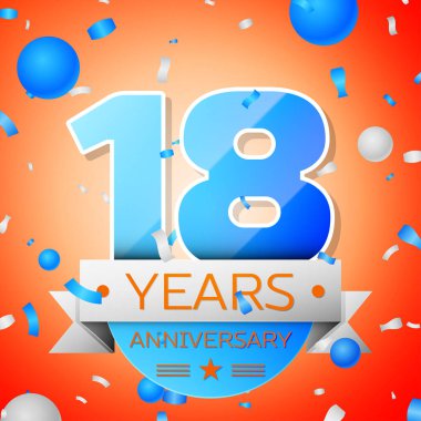 On sekiz yıl yıldönümü kutlamaları turuncu zemin üzerine. Yıldönümü şerit