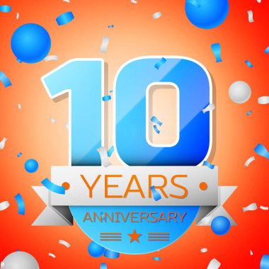 On yıl yıldönümü kutlamaları turuncu zemin üzerine. Yıldönümü şerit