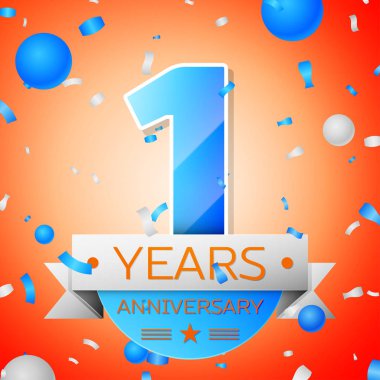 Turuncu zemin üzerine bir yıl yıldönümü kutlamaları. Yıldönümü şerit