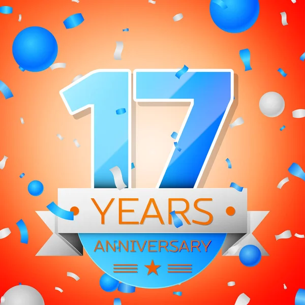 On yedi yıl yıldönümü kutlamaları turuncu zemin üzerine. Yıldönümü şerit