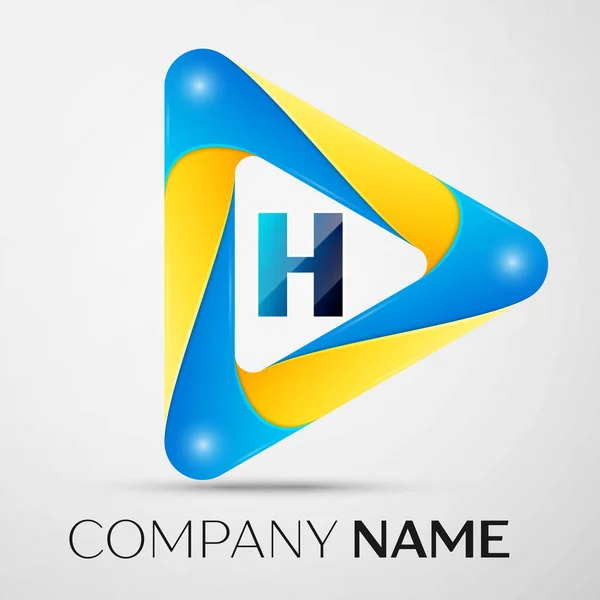 Bokstaven H vektor logotypen symbol i den färgglada triangeln på grå bakgrund. Vector mall för din design — Stock vektor