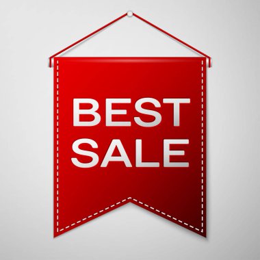 Kırmızı bayrağı yazıt en iyi satış üzerinde gri bir arka plan ile. Satılık konsept mağazalar için mağaza Pazar, web ve diğer ticaret. Vektör çizim.