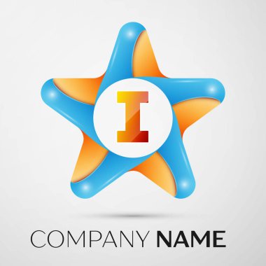 Gri arka plan üzerinde renkli yıldız logo simge vektör mektup. Tasarımınız için vektör şablonu