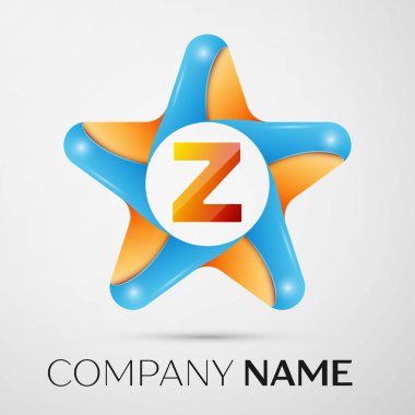 Z harfi vektör logo simge gri arka plan üzerinde renkli yıldız. Tasarımınız için vektör şablonu