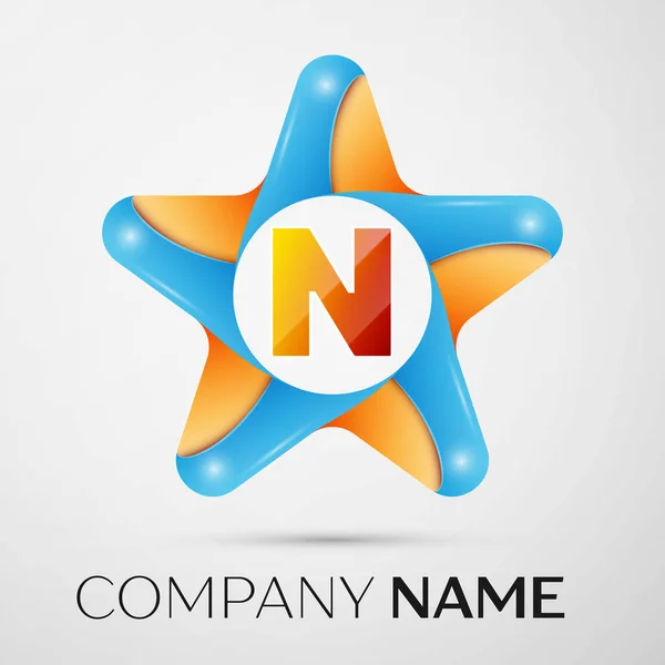 Bokstaven N vektor logotypen symbol i färgglada star på grå bakgrund. Vector mall för din design — Stock vektor