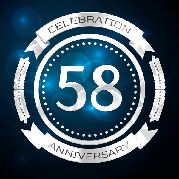 シルバー リングと青の背景にリボン 50 8 年周年記念式典。ベクトル図 — ストックベクタ