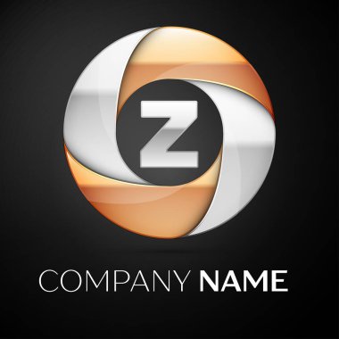 Z harfi vektör logo sembol siyah arka plan üzerinde renkli daire içinde. Tasarımınız için vektör şablonu