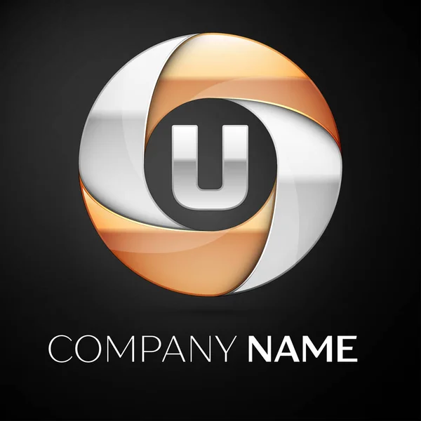 Letra símbolo do logotipo do vetor U no círculo colorido no fundo preto. Modelo de vetor para o seu projeto — Vetor de Stock