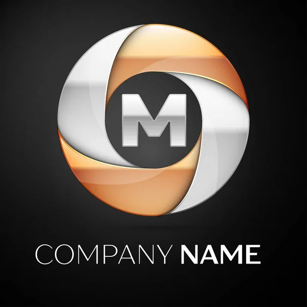 Literę M symbol wektor logo w kolorowe koła na czarnym tle. Wektor szablon dla Twojego projektu — Wektor stockowy