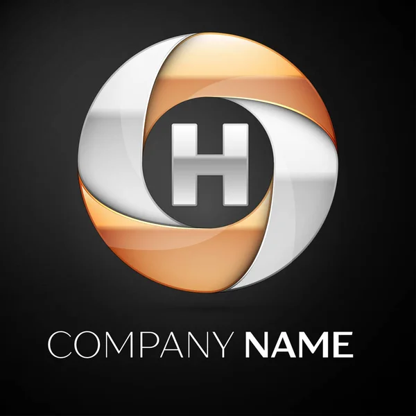 Lettera H simbolo del logo vettoriale nel cerchio colorato su sfondo nero. Modello vettoriale per il tuo design — Vettoriale Stock