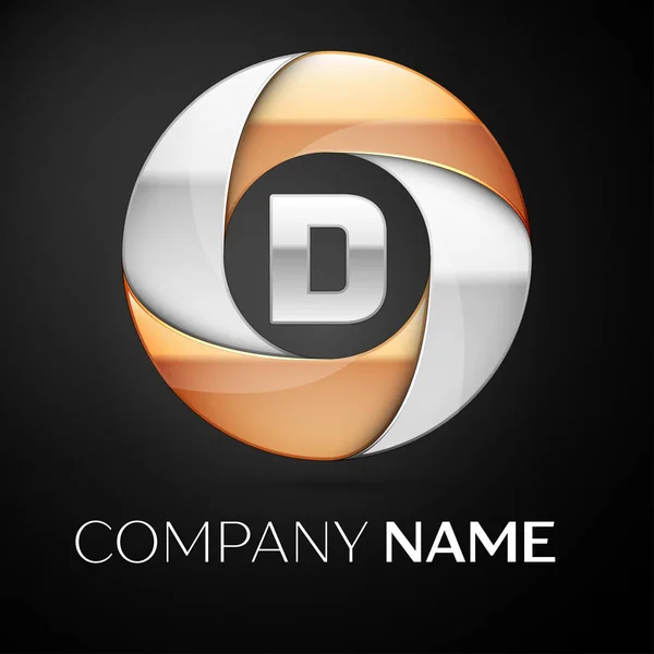 Letter D vector logo symbool in de kleurrijke cirkel op een zwarte achtergrond. Vector sjabloon voor uw ontwerp — Stockvector