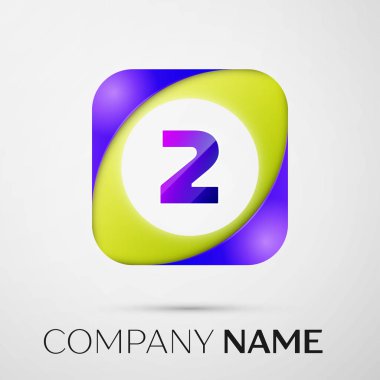 İki numaralı vektör logo sembol gri arka plan üzerinde renkli meydanında. Tasarımınız için vektör şablonu