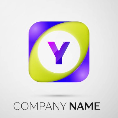 Y harfi vektör logo sembol gri arka plan üzerinde renkli meydanında. Tasarımınız için vektör şablonu