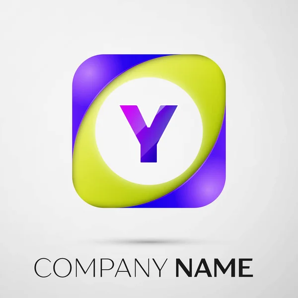 Letter Y vector logo symbol in the colorful square on grey background. Vector template for your design — Stock Vector