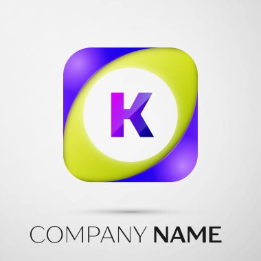 K harfi vektör logo sembol gri arka plan üzerinde renkli meydanında. Tasarımınız için vektör şablonu