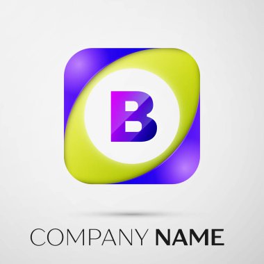 B harfi vektör logo sembol gri arka plan üzerinde renkli meydanında. Tasarımınız için vektör şablonu